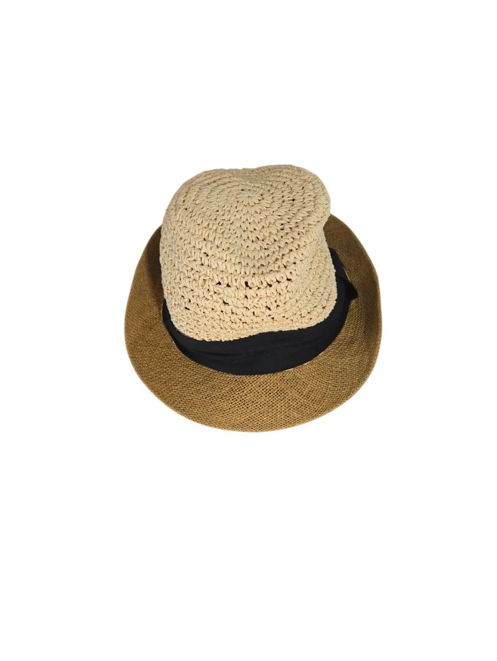 Steve Madden Straw Jute Fedora Hat OS Sun Hat Natural Fibers Straw Band Braided